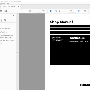 Komatsu DEMINING EQUIPMENT D85MS-15 Shop Manual SEN04305-02 PDF