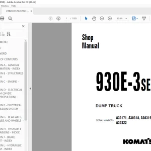 Komatsu DUMP TRUCK 930E-3SE Shop Manual CEBM013702 - PDF DOWNLOAD