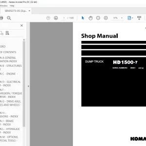 Komatsu DUMP TRUCK HD1500-7 Shop Manual SEN05273-05 PDF
