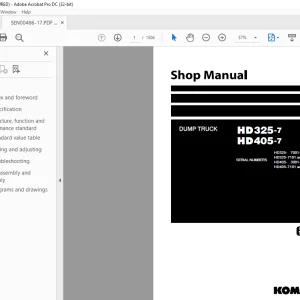 Komatsu DUMP TRUCK HD325-7 HD405-7 Shop Manual SEN00486-17 - PDF
