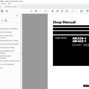 Komatsu DUMP TRUCK HD325-8 HD405-8 Shop Manual SEN06618-16 PDF