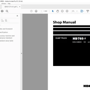 Komatsu DUMP TRUCK HD785-7 Shop Manual SEN01274-41 - PDF DOWNLOAD