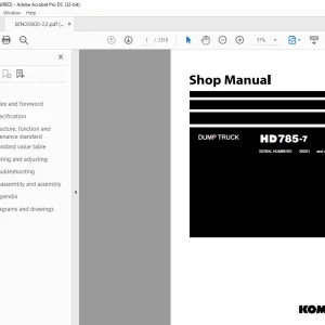 Komatsu DUMP TRUCK HD785-7 Shop Manual SEN05900-22 - PDF DOWNLOAD