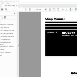 Komatsu DUMP TRUCK HD785-8R Shop Manual SEN06819-12 PDF