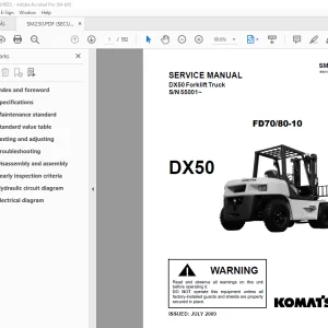 Komatsu DX50 Forklift Truck FD70/80-10 Service Manual PDF