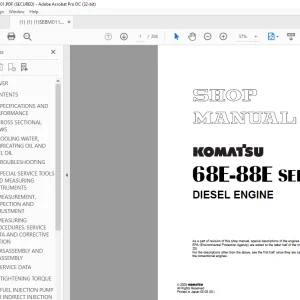 Komatsu Diesel Engine 68E-88E Series Shop Manual SEBM011501 - PDF DOWNLOAD