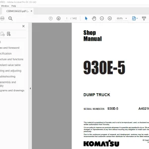 Komatsu Dump Truck 930E-5 A40216-A40329 Shop Manual CEBM036503 - PDF