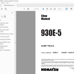 Komatsu Dump Truck 930E-5 Shop Manual CEBM039400 PDF