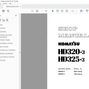 Komatsu Dump Truck HD320-3 HD325-3 Shop Manual SEBM0566D03 - PDF DOWNLOAD