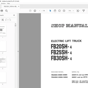 Komatsu ELECTRIC LIFT TRUCK FB20SH-4 FB25SH-4 FB30SH-4 Shop Manual - PDF DOWNLOAD