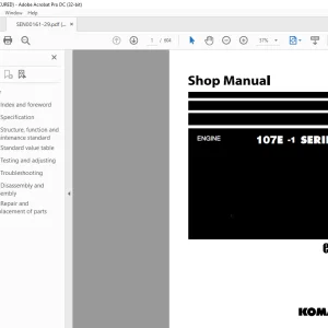 Komatsu ENGINE 107E -1 SERIES Shop Manual SEN00161-29 - PDF