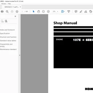 Komatsu ENGINE 107E -2 SERIES SHOP MANUAL SEN05623-11 PDF