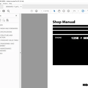 Komatsu ENGINE 125E -7 SERIES Shop Manual SEN06495-11 - PDF DOWNLOAD