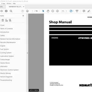 Komatsu ENGINE 4TNV98C-S5 Shop Manual WENBM00180 PDF