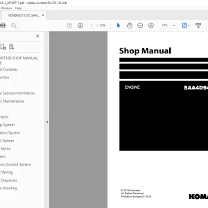 Komatsu ENGINE SAA4D94LE-3 Shop Manual VENBM07100 PDF