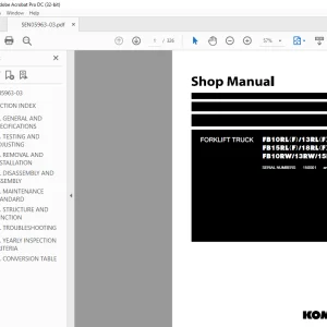 Komatsu Electric Reach Truck FB13RW-15 150001 & up Shop Manual SEN05963-03 PDF