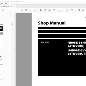 Komatsu  4D98E-6SHA(4TNV98C),S4D98E-6VHA(4TNV98CT)Shop Manual PDF