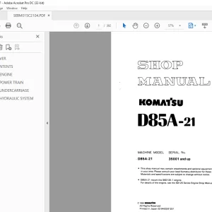 Komatsu Engine D85A-21 Shop Manual SEBM015C2104 - PDF DOWNLOAD