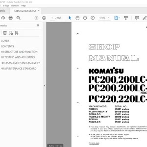 Komatsu Excavator PC200-5 200LC-5 PC200-5 200LC-5 Mighty PC220-5 220LC-5 Shop Manual PDF