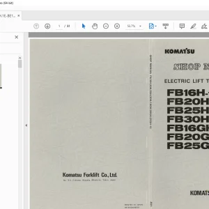 Komatsu FB16H-1E FB20H-1E FB25H-1E FB30H-1E FB16GH-1E FB20GH-1E FB25GH-1E Shop Manual PDF