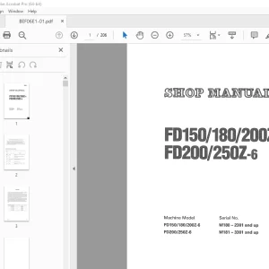 Komatsu FD150-6 FD180-6 FD200Z-6 FD200-6 FD250Z-6 Shop Manual BEF06E1-01 PDF