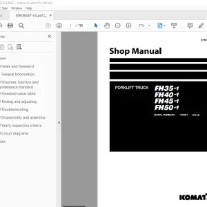 Komatsu FH35-1 FH40-1 FH45-1 FH50-1 Forklift Truck Shop Manual SEN06487-04 PDF