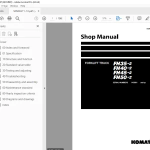 Komatsu FH35-2 FH40-2 FH45-2 FH50-2 Forklift Truck Shop Manual PDF