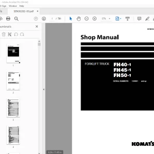 Komatsu FH40-1 FH45-1 FH50-1 Forklift Truck Shop Manual SEN06282-00 PDF
