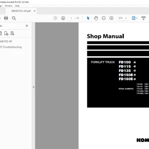 Komatsu FORKLIFT TRUCK FD100 -8 FD115 -8 FD135 -8 FD150E-8 FD160E-8 Shop Manual PDF