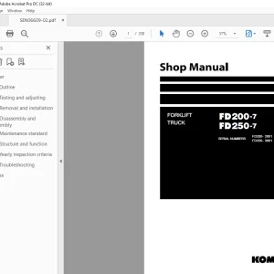 Komatsu FORKLIFT TRUCK FD200-7 FD250-7 Shop Manual SEN06609-02 PDF
