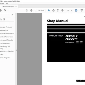 Komatsu FORKLIFT TRUCK FE25G-2 FE30G-2 Shop Manual WEN00008-03 PDF