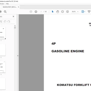 Komatsu Forklift 4P Gasoline Engine Shop Manual SM005 - PDF DOWNLOAD