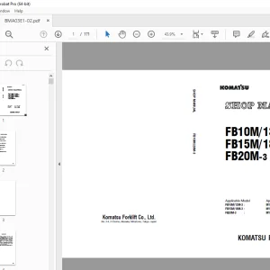 Komatsu Forklift FB10M/13M-3 FB15M/18M-3 FB20M-3 Shop Manual BMA03E1-02 PDF