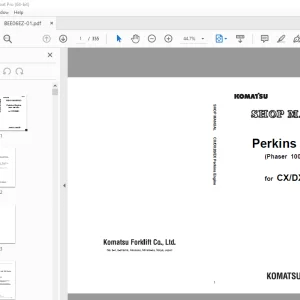 Komatsu Forklift Perkins Engine (Phaser 1000 Series) CXDX20EX Shop Manual BEE06EZ-01 PDF