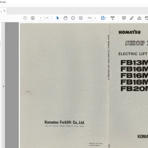 Komatsu ELECTRIC LIFT TRUCK FB13MV-1E FB1&MV-1E FB1&M-1E FB1BM-1E FB20M-1E Shop Manual - PDF