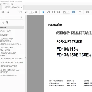 Komatsu Forklift Truck FD100/115-8 FD135/150E/160E-8 Shop Manual PDF