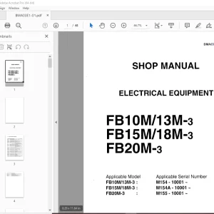 Komatsu FВ10М/1ЗМ-3 FВ15М/18М-3 FВ20М-3 Electrical Equipment Shop Manual PDF