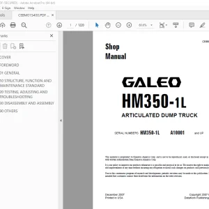 Komatsu GALEO HM350-1L Dump Truck Shop Manual CEBM015400 PDF