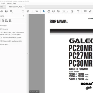 Komatsu GALEO PC20MR-2 PC27MR-2 PC30MR-2 Hydraulic Excavator Shop Manual PDF