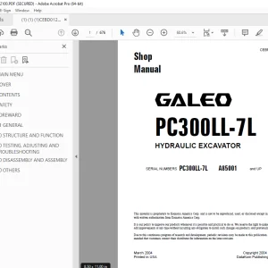 Komatsu GALEO PC300LL-7L Hydraulic Excavator Shop Manual PDF