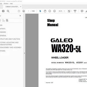 Komatsu GALEO WA320-5L Wheel Loader Shop Manual CEBM012004 PDF  
