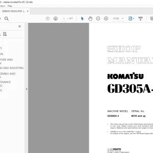 Komatsu GD305A-3 Shop Manual SEBM018000 - PDF DOWNLOAD