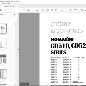 Komatsu GD510,GD520 Series Motor Grader Shop Manual SEBMG5250108 PDF