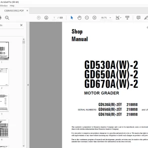 Komatsu GD530A(W)-2 GD650A(W)-2 GD670A(W)-2 MOTOR GRADER Shop Manual PDF