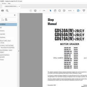 Komatsu GD530A(W)-2B(C)Y GD650A(W)-2B(C)Y GD670A(W)-2B(C)Y MOTOR GRADER Shop Manual