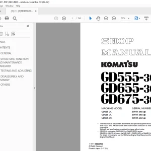 Komatsu GD555-3C GD655-3C GD675-3C Shop Manual SEBM020911  PDF