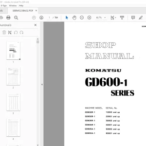 Komatsu GD600-1 Motor Grader Shop Manual SEBM023BA02 PDF