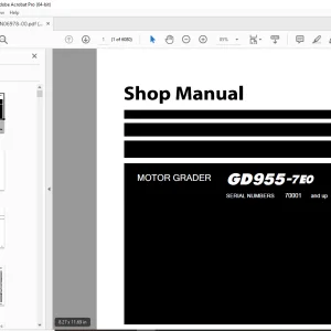 Komatsu GD955-7E0 Motor Grader Shop Manual SEN06978-00 PDF DOWNLOAD