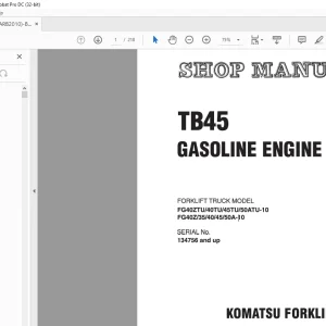 Komatsu GTB45 GASOLINE ENGINE (ECU) Shop Manual TB45(CARB201 0)-BE1 PDF