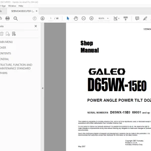 Komatsu Galeo D65WX-15E0 Power Tilt Dozer Shop Manual SEBM040800 PDF